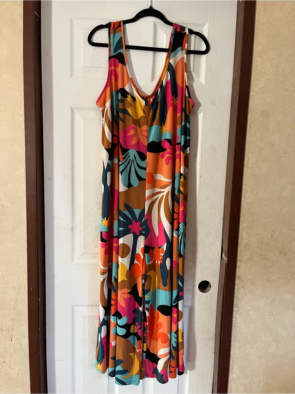 Attitudes by Renee Como Jersey Wide-Leg Jumpsuit Abstract Print XL - Like New
